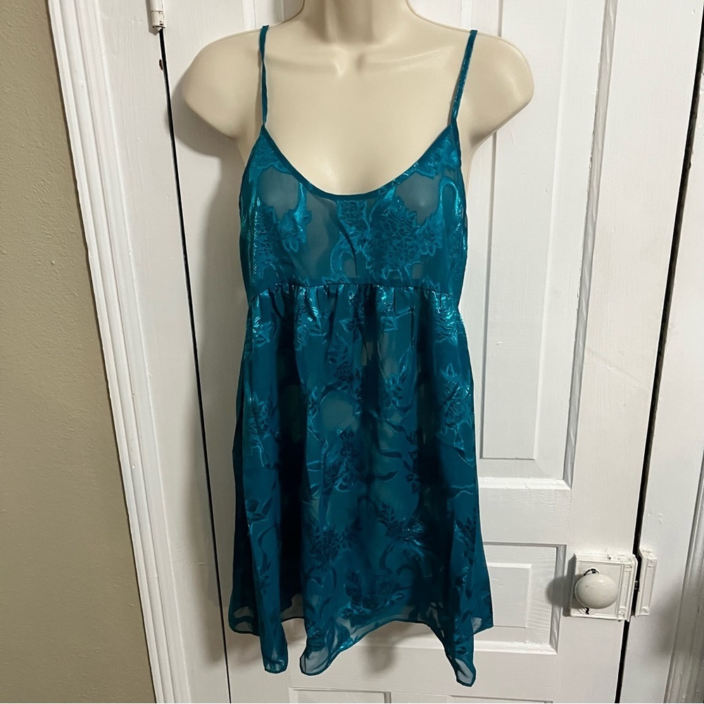 Victoria’s Secret Vintage Gold Label Teal Blue Cami Slip XS P2